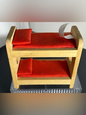KidKraft Wooden Dollhouse Bunk Bed with Attached Red Bedding